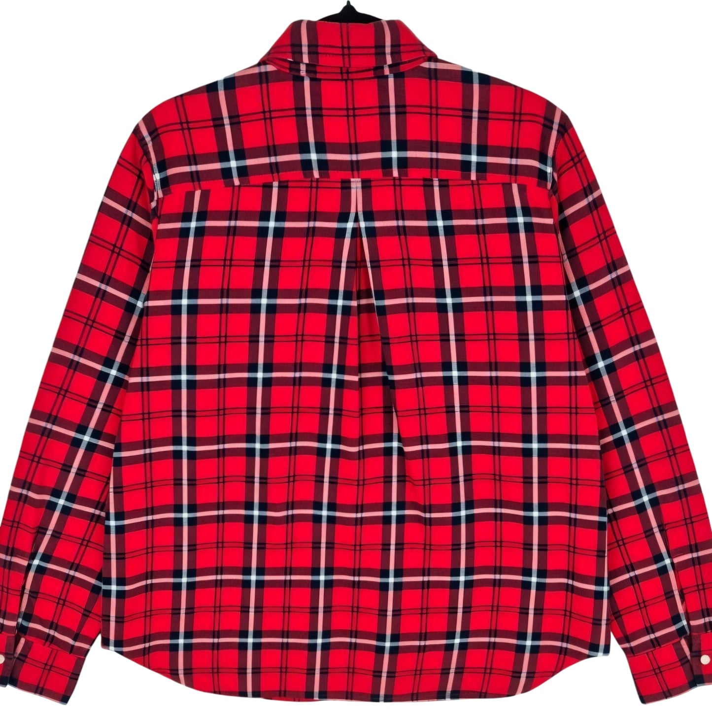 Tommy Hilfiger Womens Red Checkered Half Button Shirt Size L