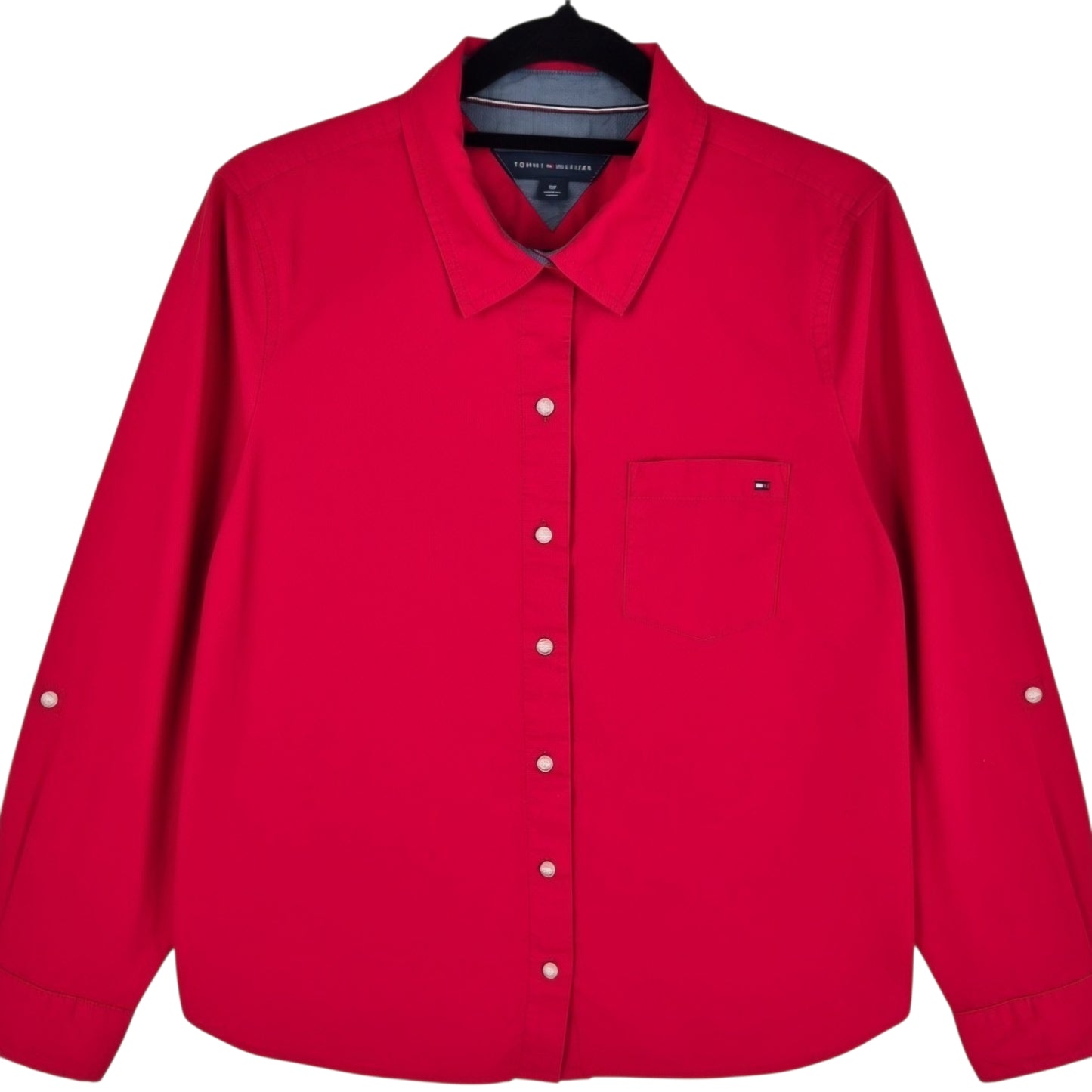 Tommy Hilfiger Womens Red Button Shirt Size S
