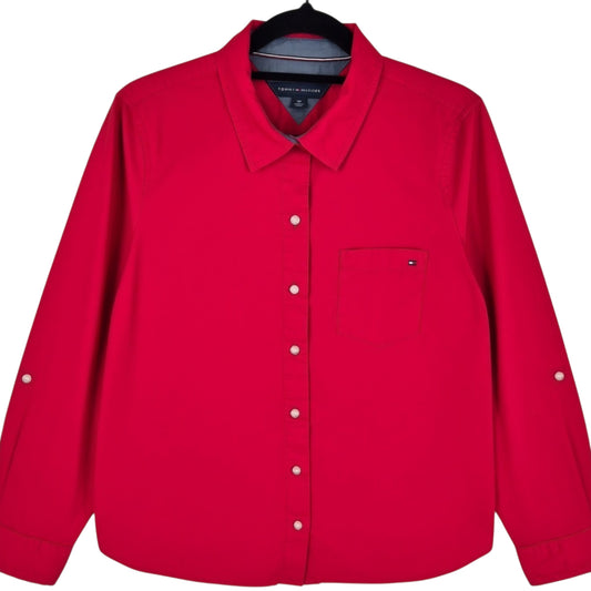 Tommy Hilfiger Womens Red Button Shirt Size S