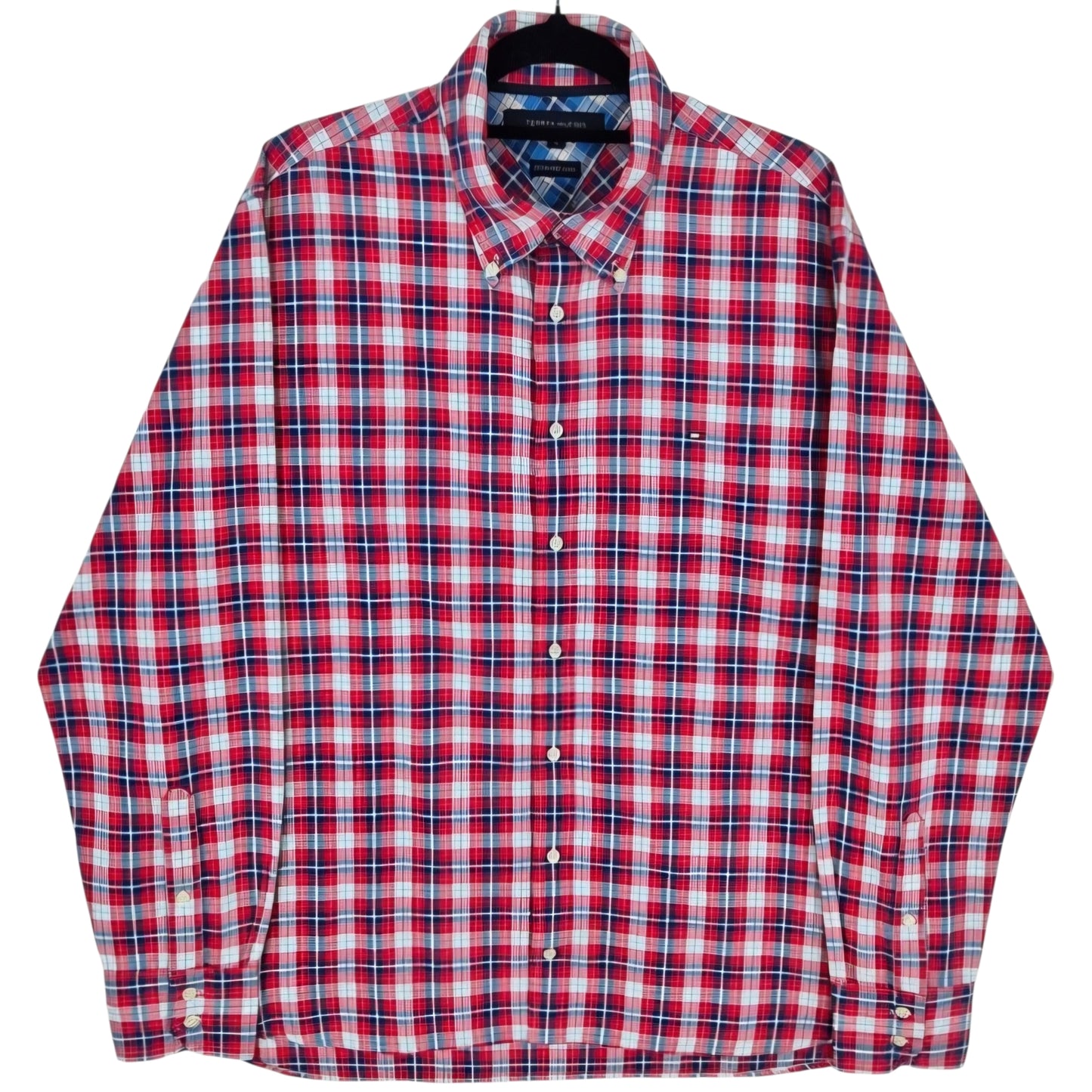 Tommy Hilfiger Red Checkered Dress Shirt Size L