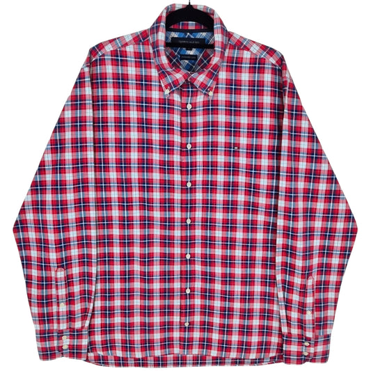 Tommy Hilfiger Red Checkered Dress Shirt Size L