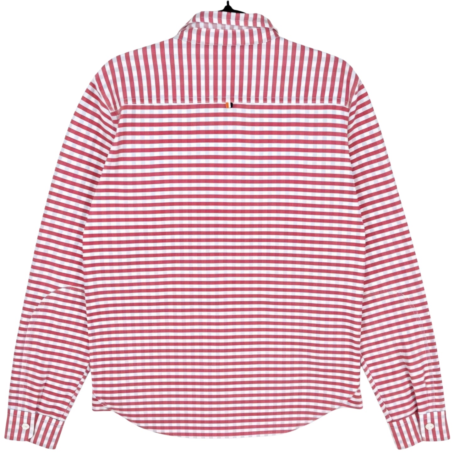 Superdry Coral Pink & White Striped Long Sleeve Textured Button Shirt Size L