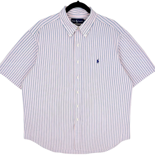 Vintage Polo Ralph Lauren 90's Light Pink Short Sleeve Button Shirt Size XL