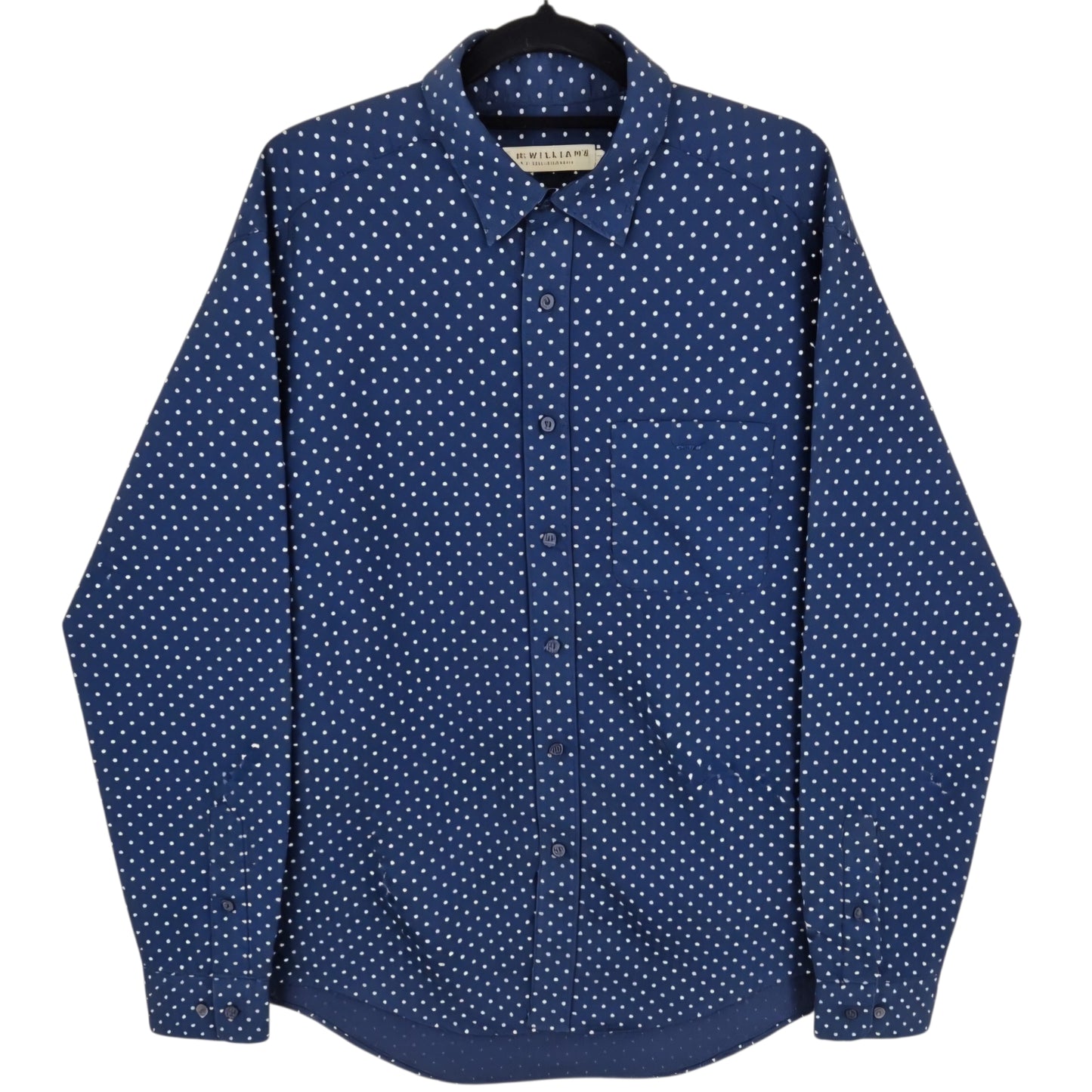 RM Williams Dark Blue Spotted Dress Shirt Size M