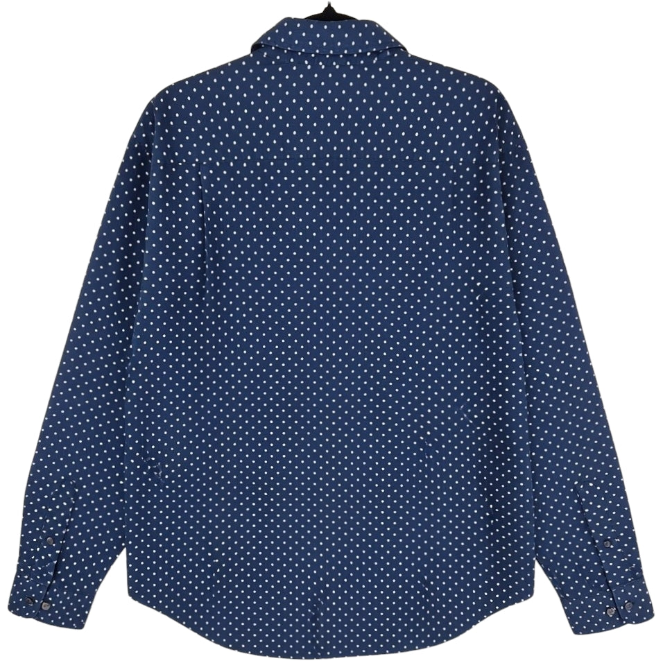 RM Williams Dark Blue Spotted Dress Shirt Size M