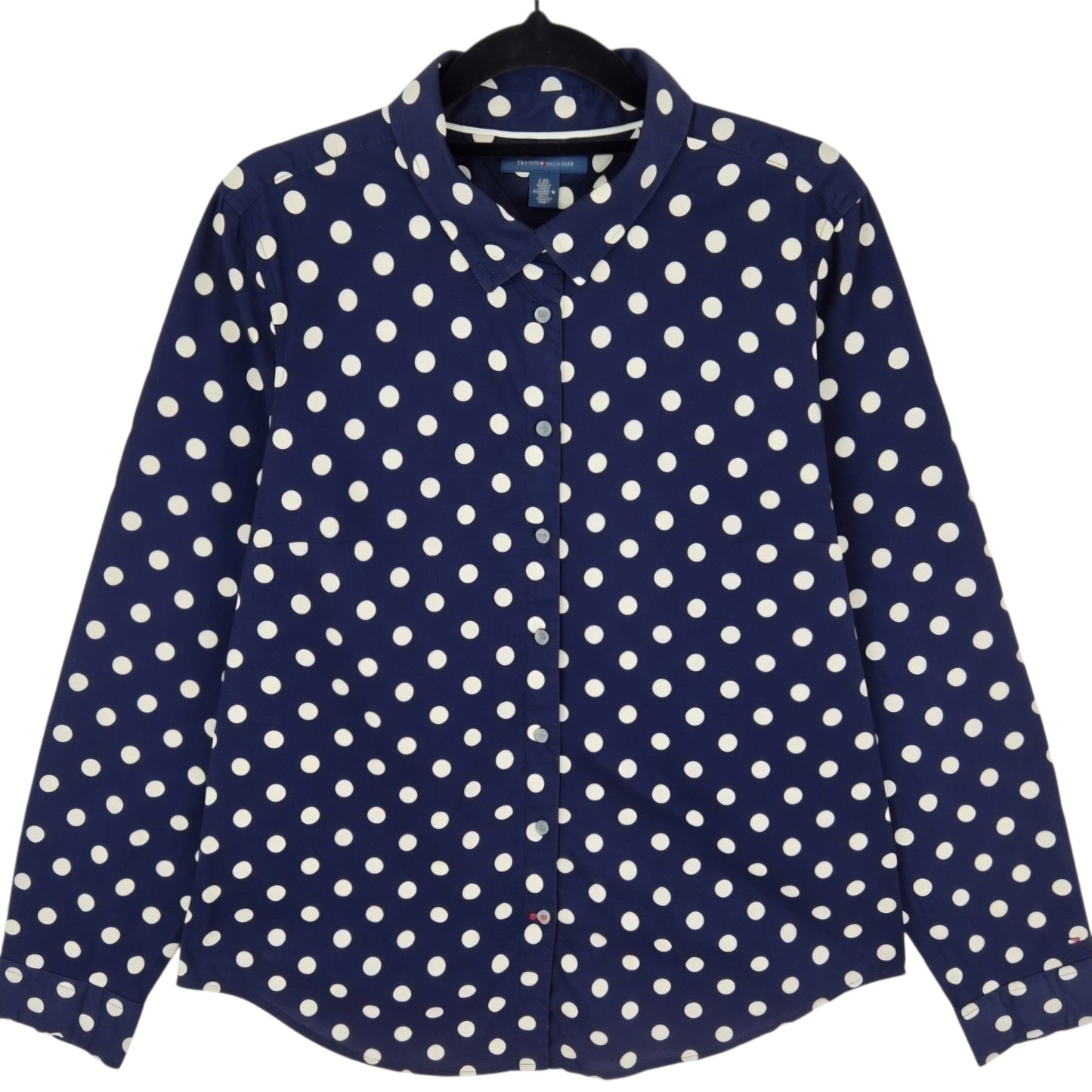 Tommy Hilfiger Womens Dark Blue Spotted Dress Shirt Size L