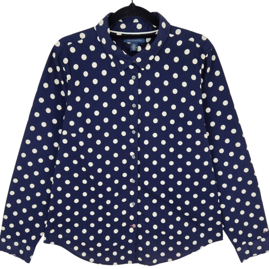 Tommy Hilfiger Womens Dark Blue Spotted Dress Shirt Size L