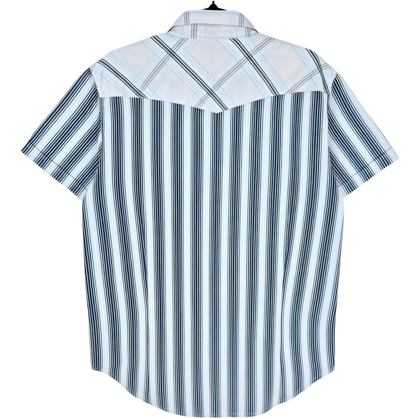 Diesel White & Blue Striped Short Sleeve Button Shirt Size L