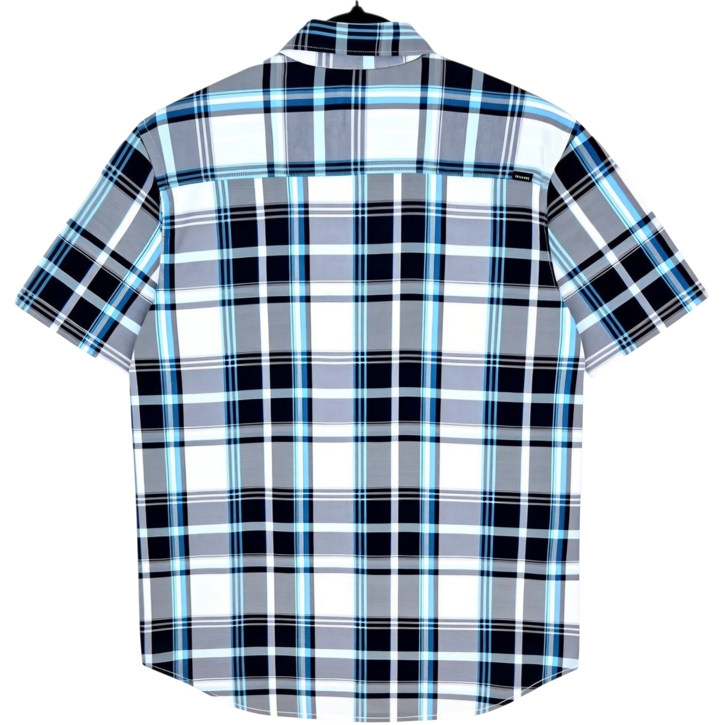 Hurley Blue & Grey Checkered Short Sleeve Button Shirt Size L