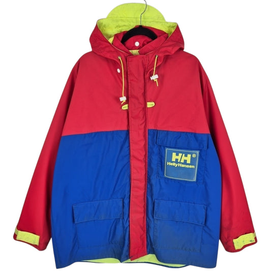 Vintage Helly Hansen 80's Red & Blue Heavy Nylon Jacket Size XL
