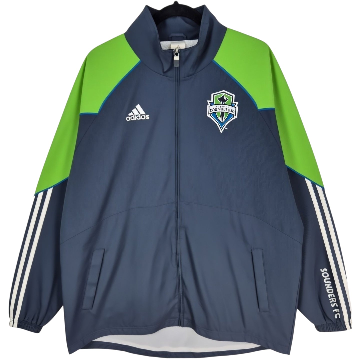Vintage Adidas MLS Seattle Sounders Grey & Green Nylon Jacket Size XL