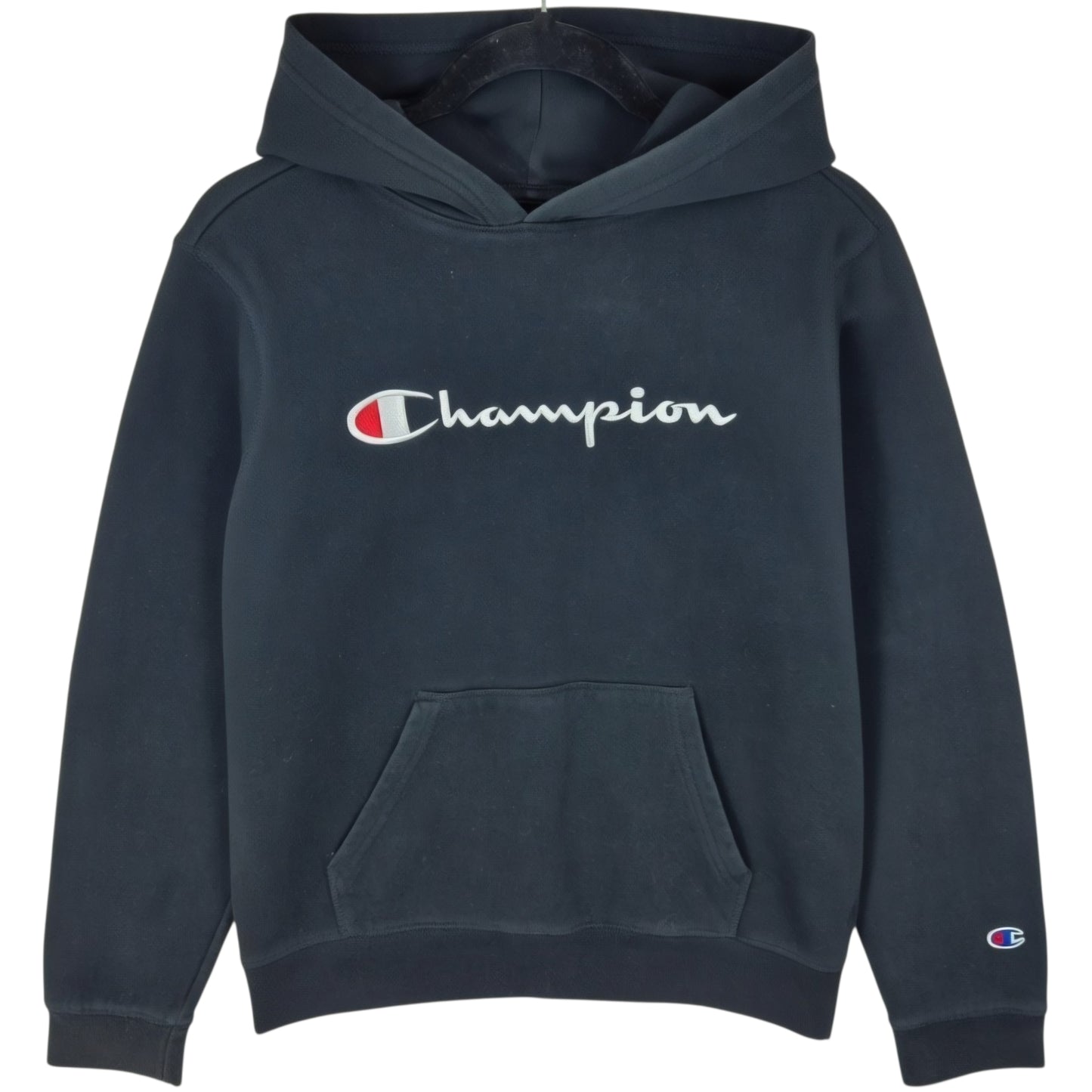 Champion Black Embroidered Chest Script Hoodie Size S