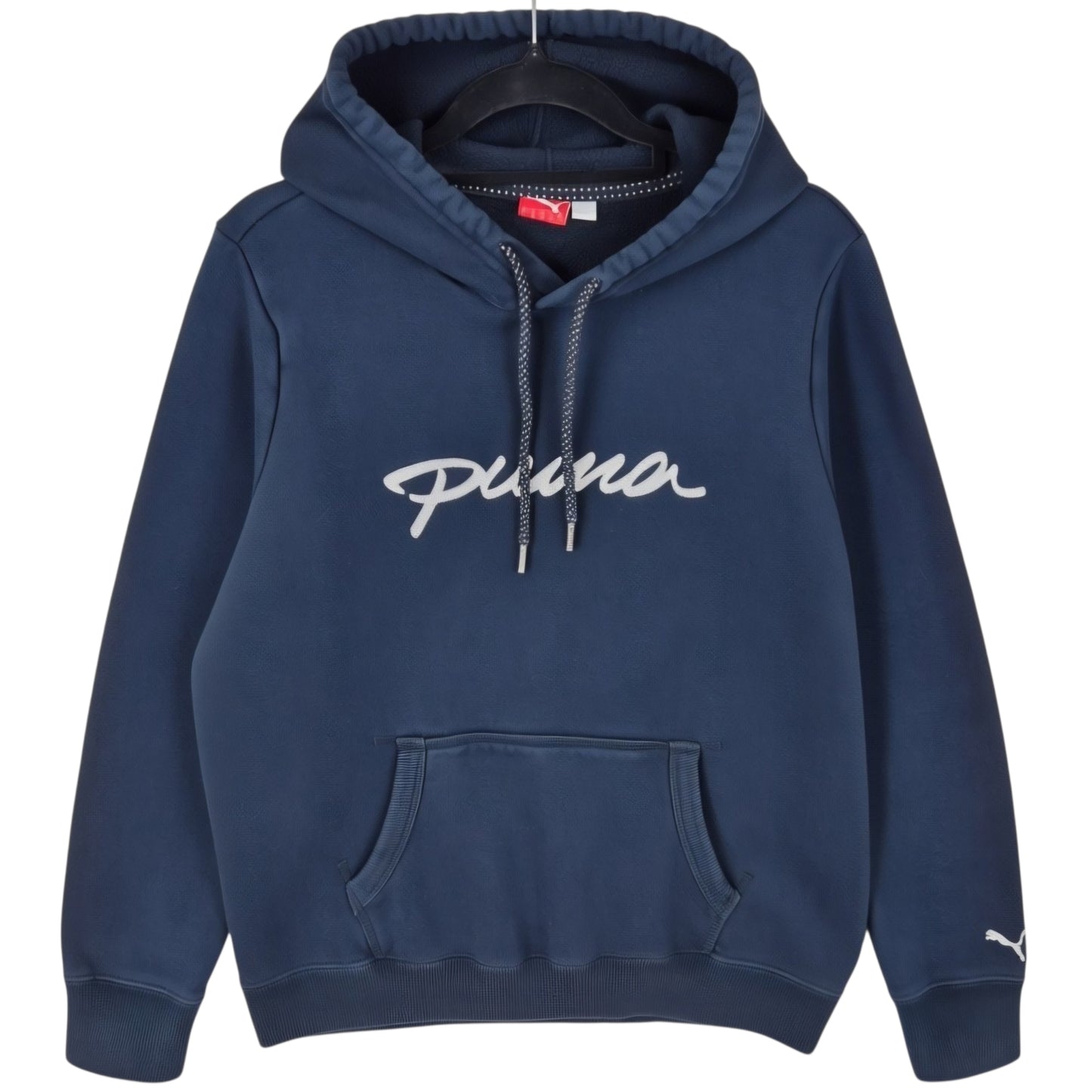 Puma Womens Black Embroidered Chest Script Hoodie Size L
