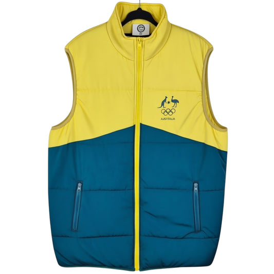 Australia Olympic Team Official Yellow & Green Puffer Vest Size 2XL