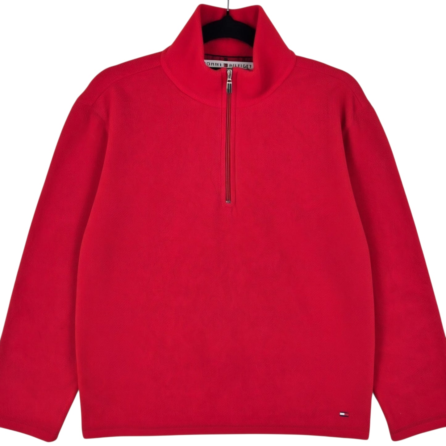 Vintage Tommy Hilfiger Womens Red Quarter Zip Fleece Jumper Size M