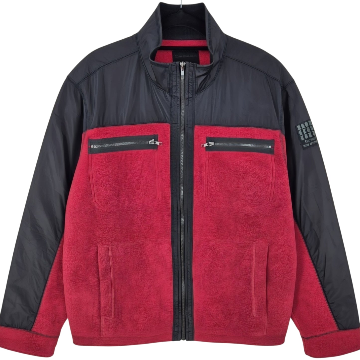 Calvin Klein Jeans Burgundy & Black Fleece Zip Jumper Size XL