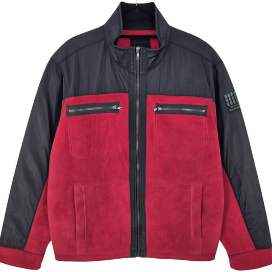 Calvin Klein Jeans Burgundy & Black Fleece Zip Jumper Size XL