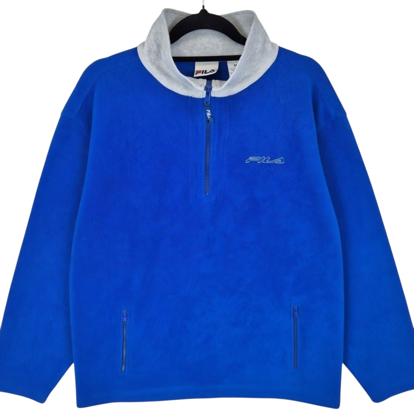 Vintage FILA Blue Quarter Zip Fleece Jumper Size M