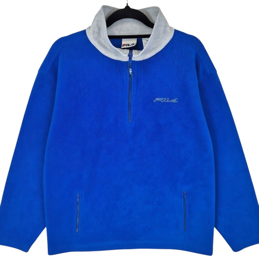 Vintage FILA Blue Quarter Zip Fleece Jumper Size M