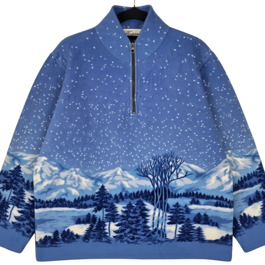 Tradition Country Collection Womens Blue Quarter Zip Fleece Jumper Size L