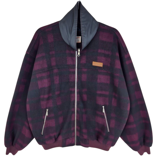 Vintage Wolverine Adventure 90's Burgundy & Black Fleece Zip Jumper Size XL
