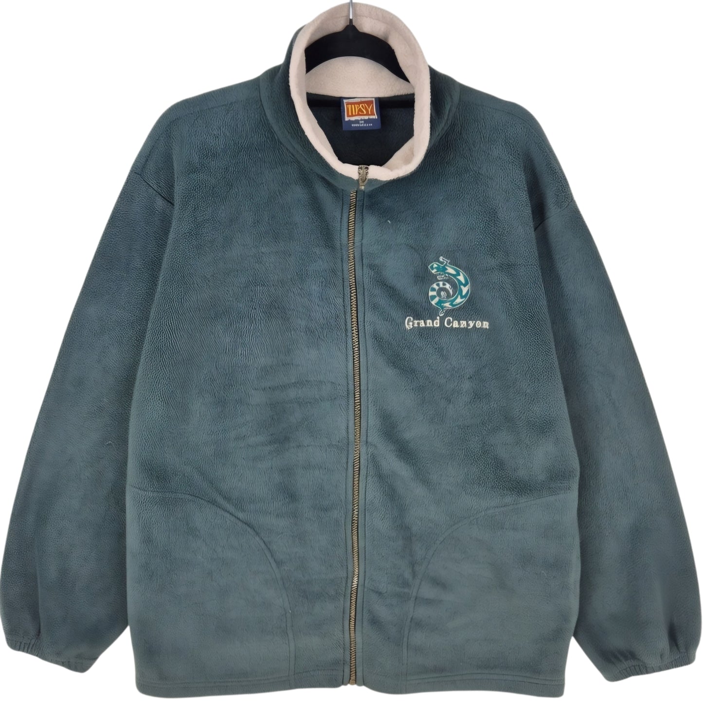Vintage Grand Canyon 80's Green USA Made Fleece Zip Jumper Size M