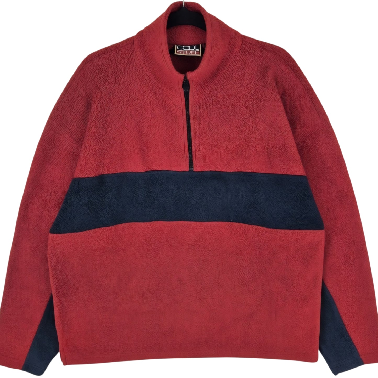 Vintage Cool Stuff 90's Red Quarter Zip Fleece Jumper Size L