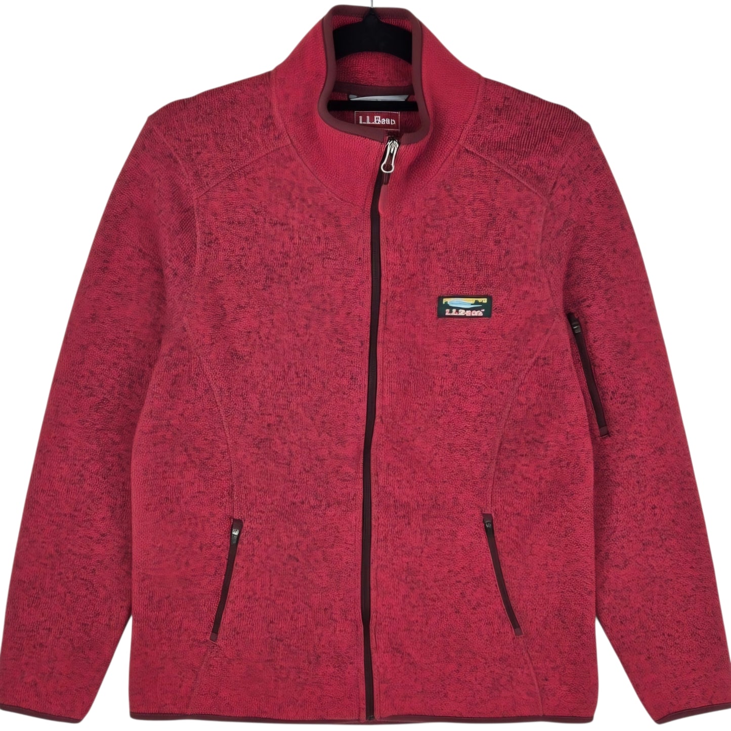 LL Bean Womens Red Fleece Zip Jumper Size M