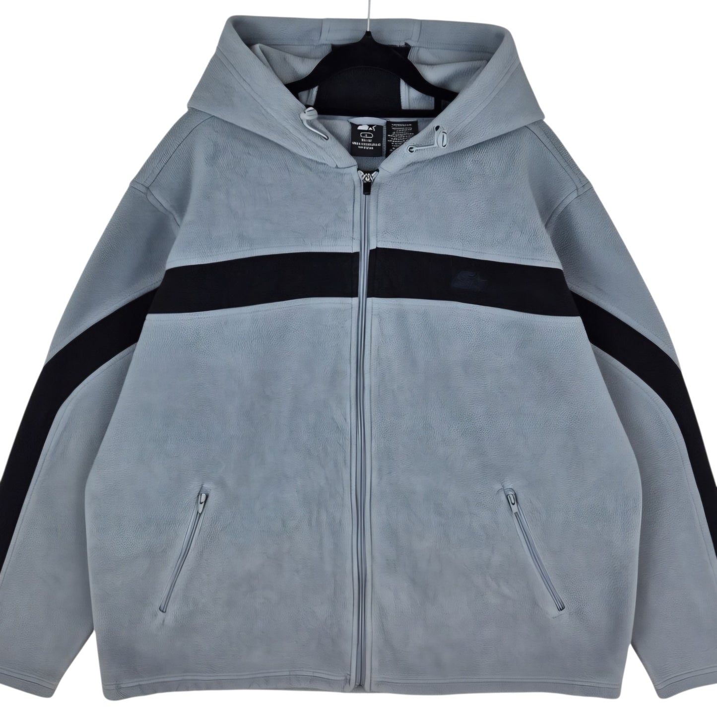 Vintage Starter 90's Grey Hooded Fleece Zip Jumper Size L