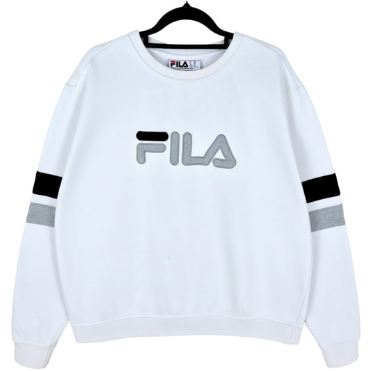 FILA White Embroidered Crewneck Sweater Size XL