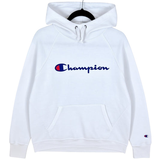 Champion White Chest Script Hoodie Size XL