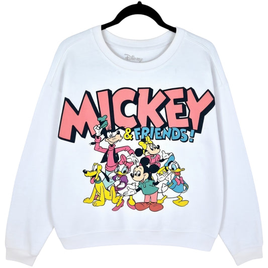 Disney Mickey & Friend White Crewneck Sweater Size XL