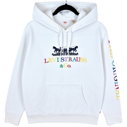 Levis White Embroidered Hoodie Size S