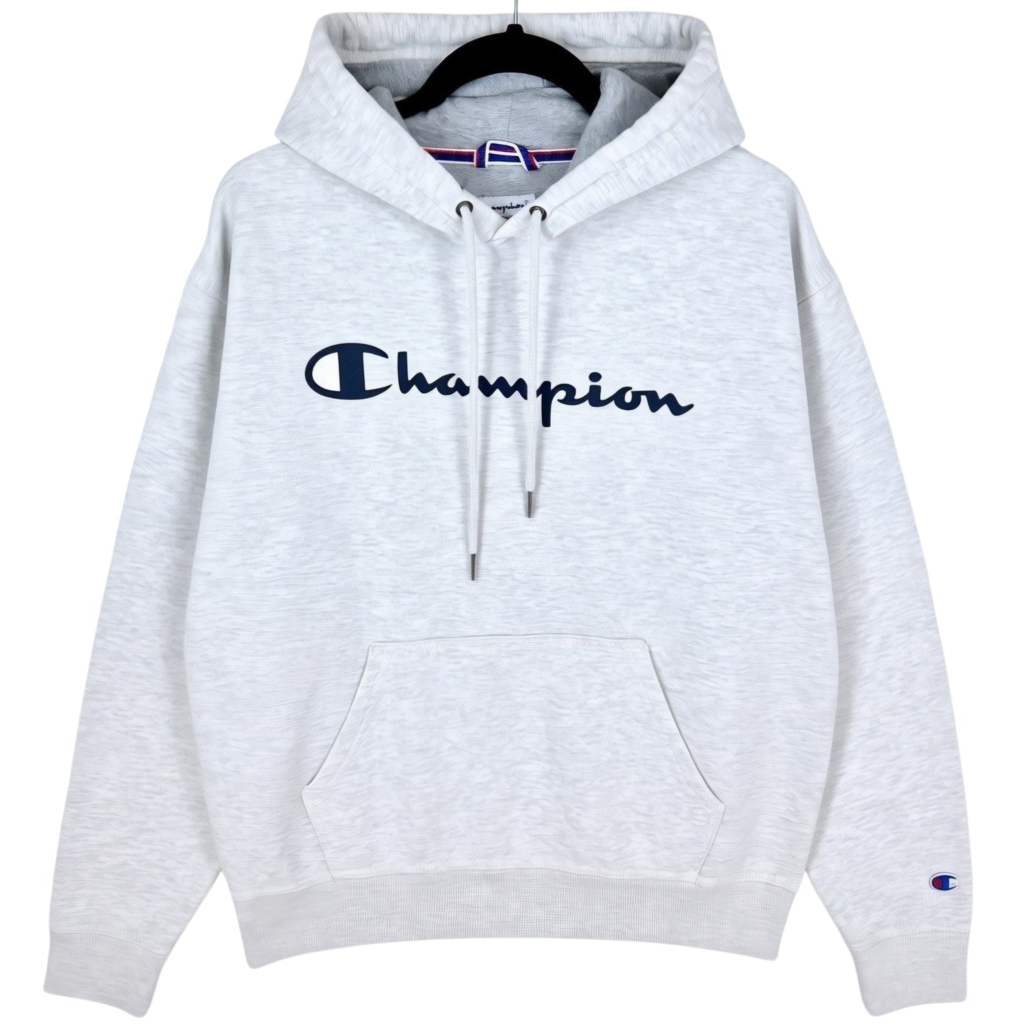 Champion Light Grey Chest Script Hoodie Size M