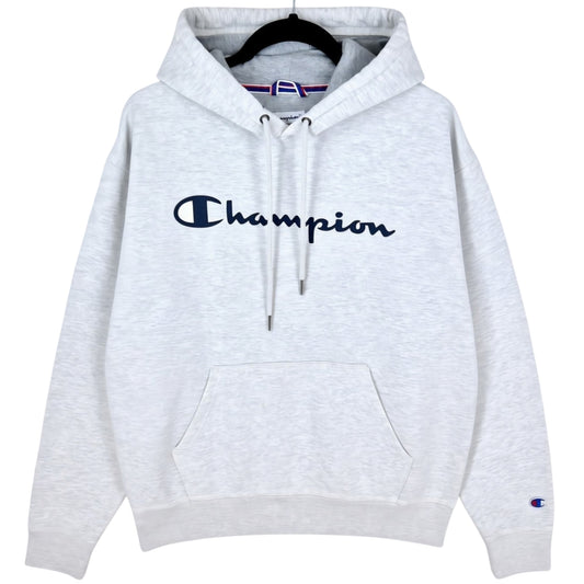 Champion Light Grey Chest Script Hoodie Size M