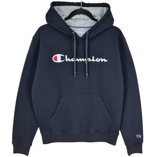 Champion Black Chest Script Hoodie Size S