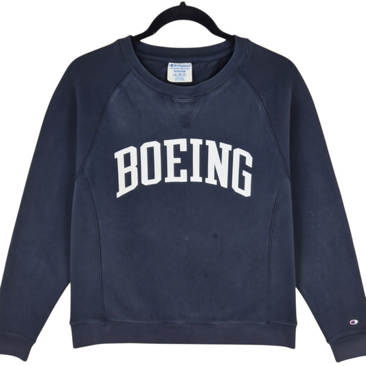 Champion Reverse Weave Beoing Black Heavy Crewneck Sweater Size M