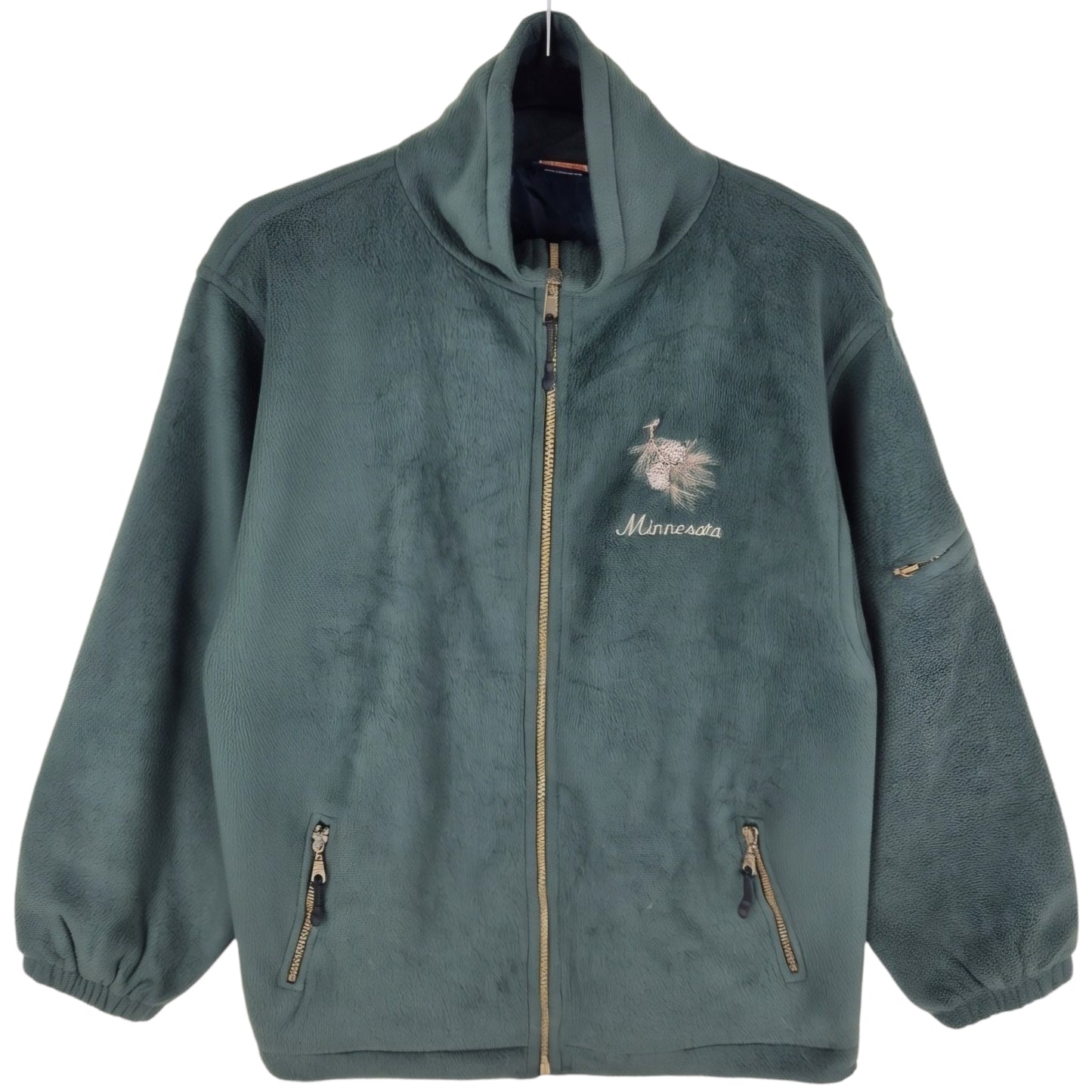 Vintage Minnesota 80's Green USA Made Fleece Zip Jumper Size S