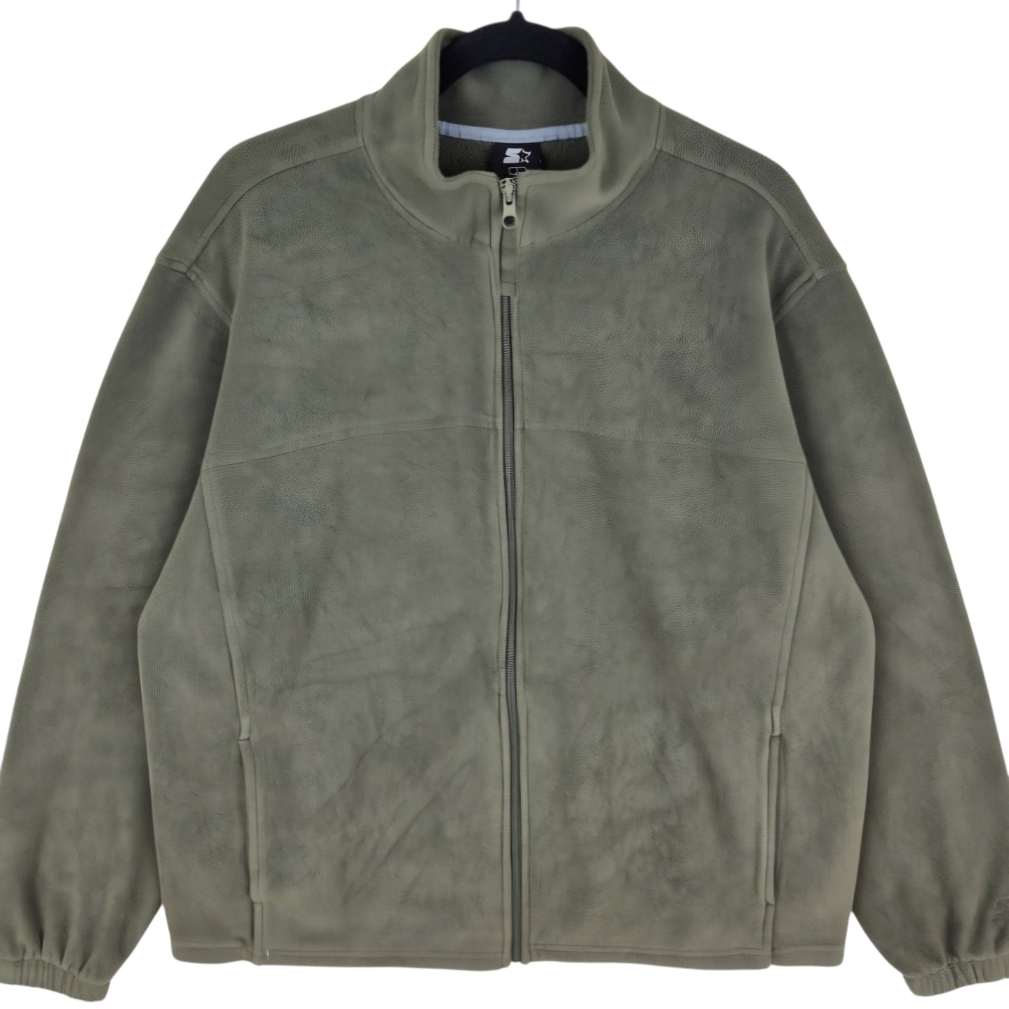 Vintage Starter Olive Green Fleece Zip Jumper Size L