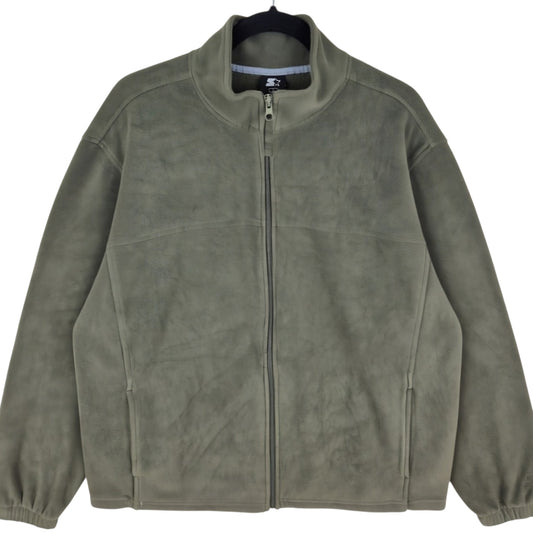 Vintage Starter Olive Green Fleece Zip Jumper Size L