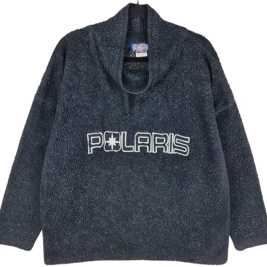 Vintage Polaris 80's Black USA Made Fleece Jumper Size L