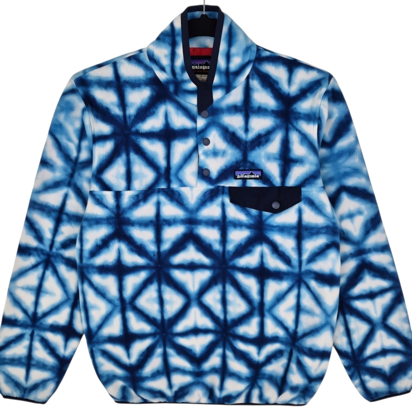Patagonia Womens White & Blue Quarter Button Fleece Jumper Size S