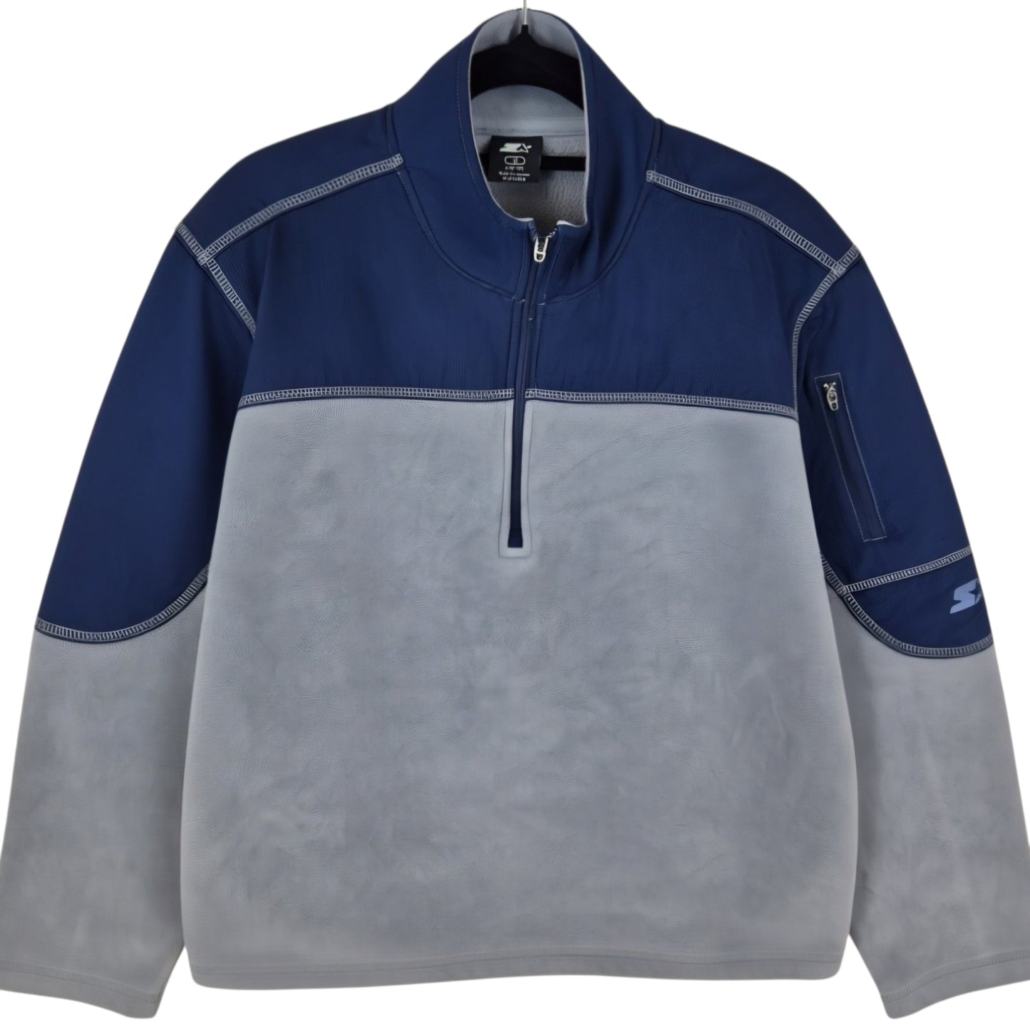Vintage Starter Grey & Dark Blue Quarter Zip Fleece Jumper Size M