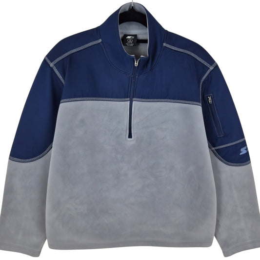Vintage Starter Grey & Dark Blue Quarter Zip Fleece Jumper Size M