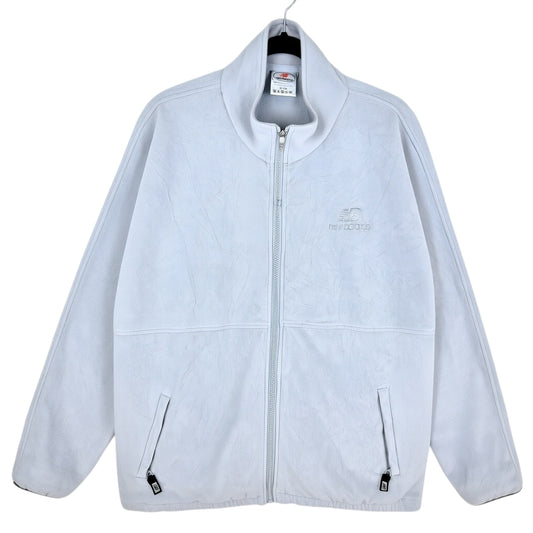 Vintage New Balance 90's Light Grey Fleece Zip Jumper Size XL