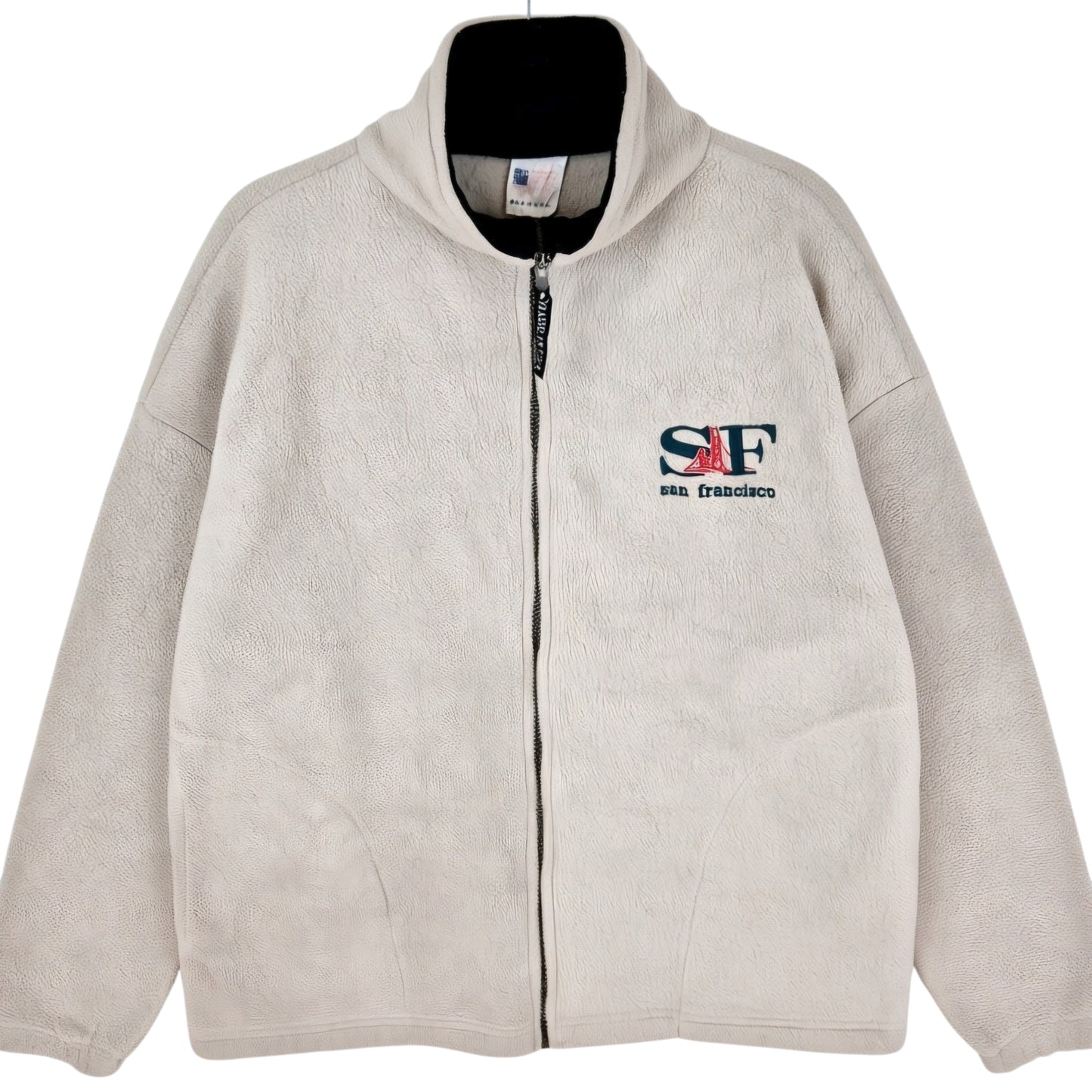 Vintage San Francisco 80's Light Brown Fleece Zip Jumper Size XL
