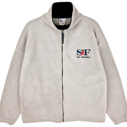 Vintage San Francisco 80's Light Brown Fleece Zip Jumper Size XL