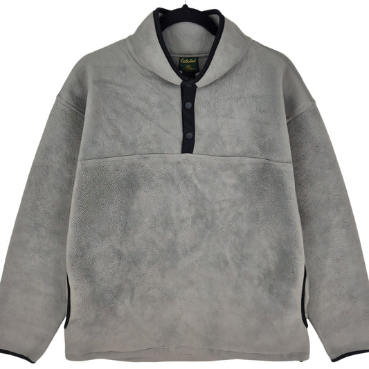 Vintage Cabelas 90's Grey Quarter Button Canada Fleece Jumper Size L