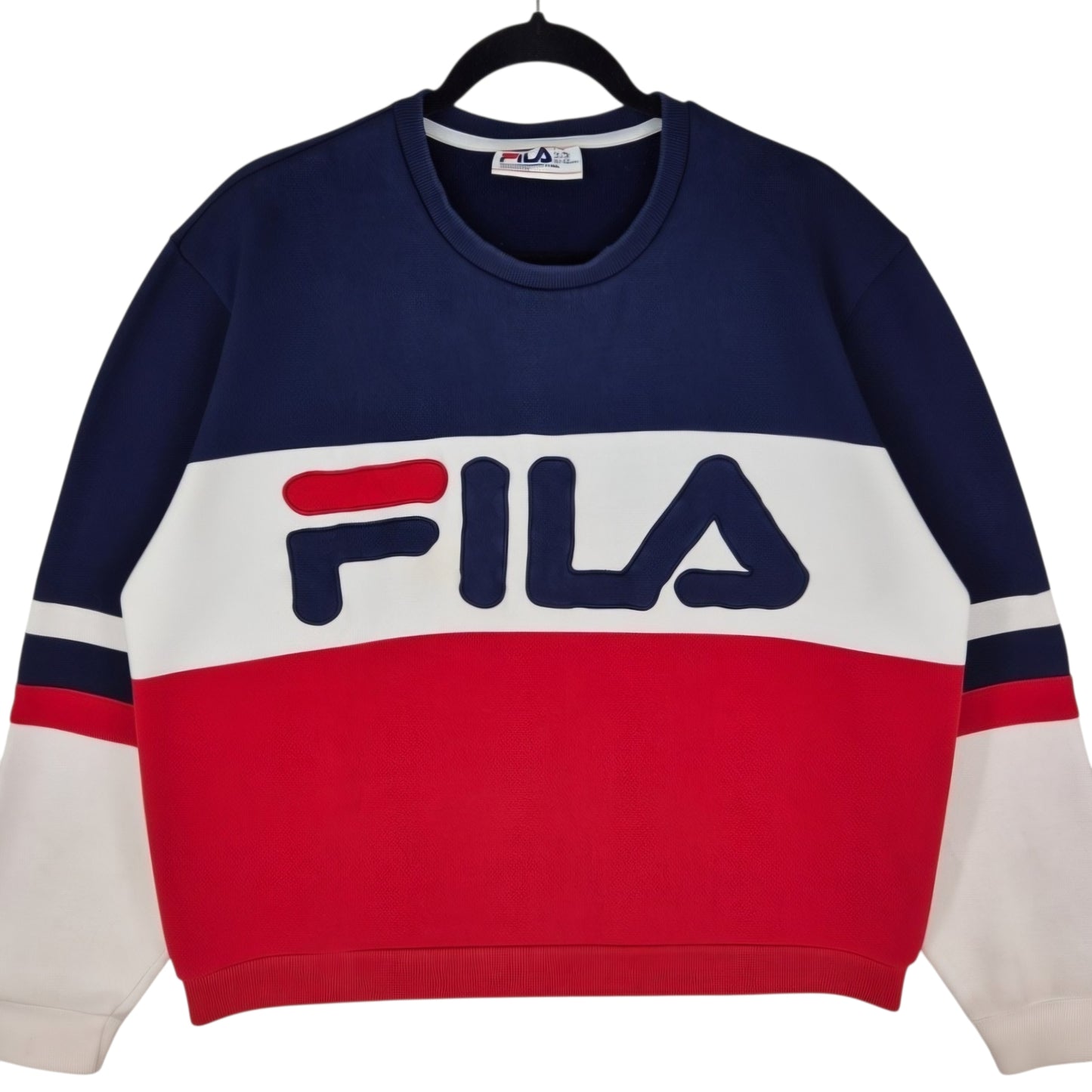 FILA Blue White & Red Embroidered Crewneck Sweater Size 2XL