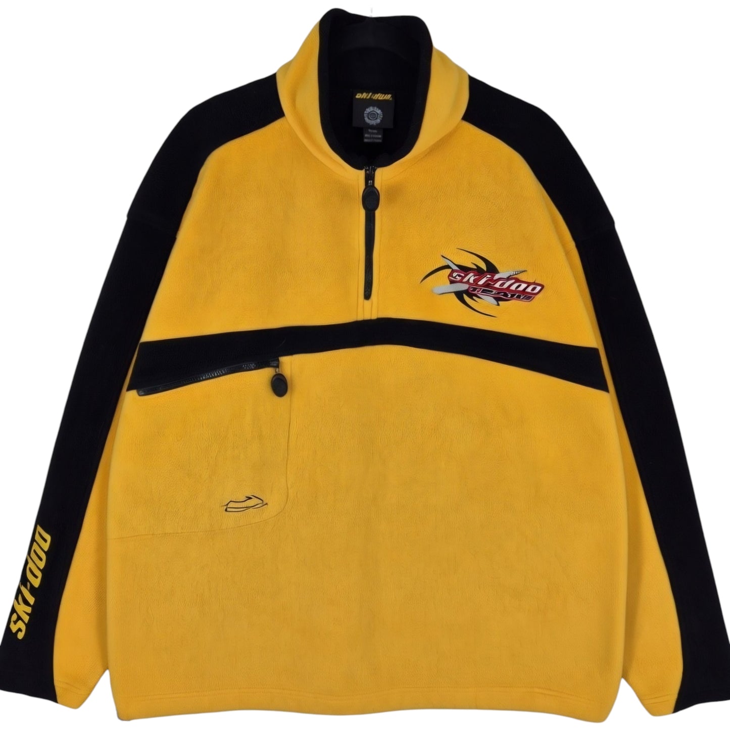 Ski Doo Yellow Quarter Zip Embroidered Fleece Jumper Size XL